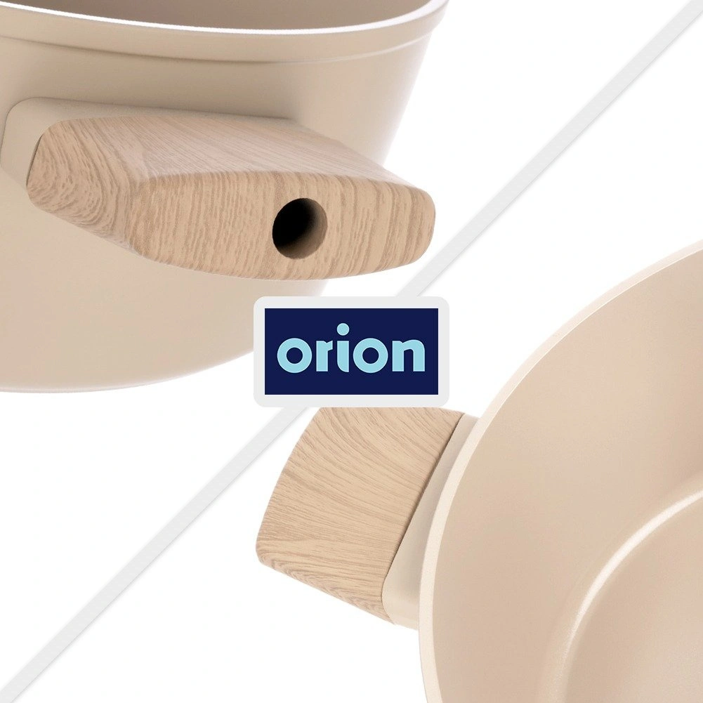 Puodas su keramine danga ir stikliniu dangčiu, smėlio spalvos, 20 cm 3