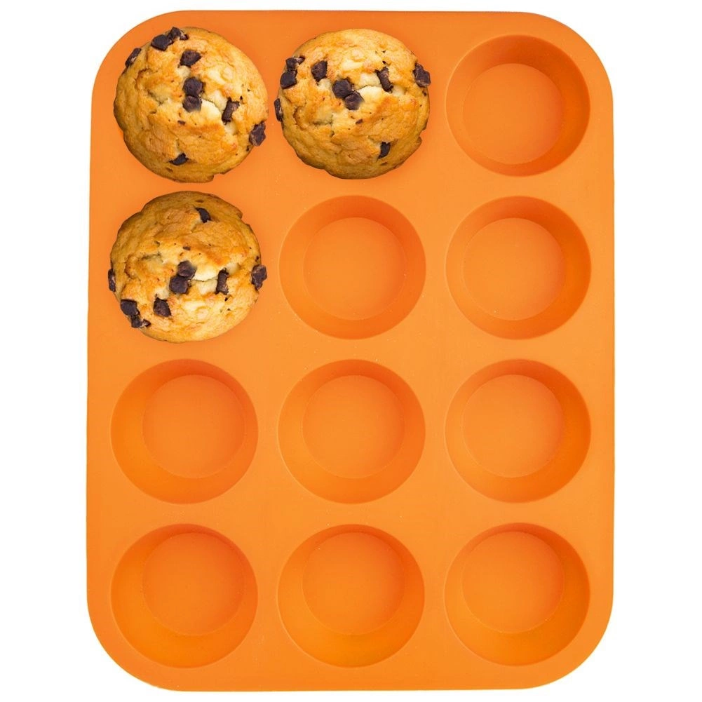 Silikoninė keksiukų kepimo forma 32,5 × 25 cm oranžinė