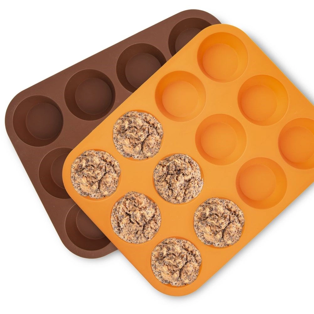 Silikoninė keksiukų kepimo forma 32,5 × 25 cm oranžinė