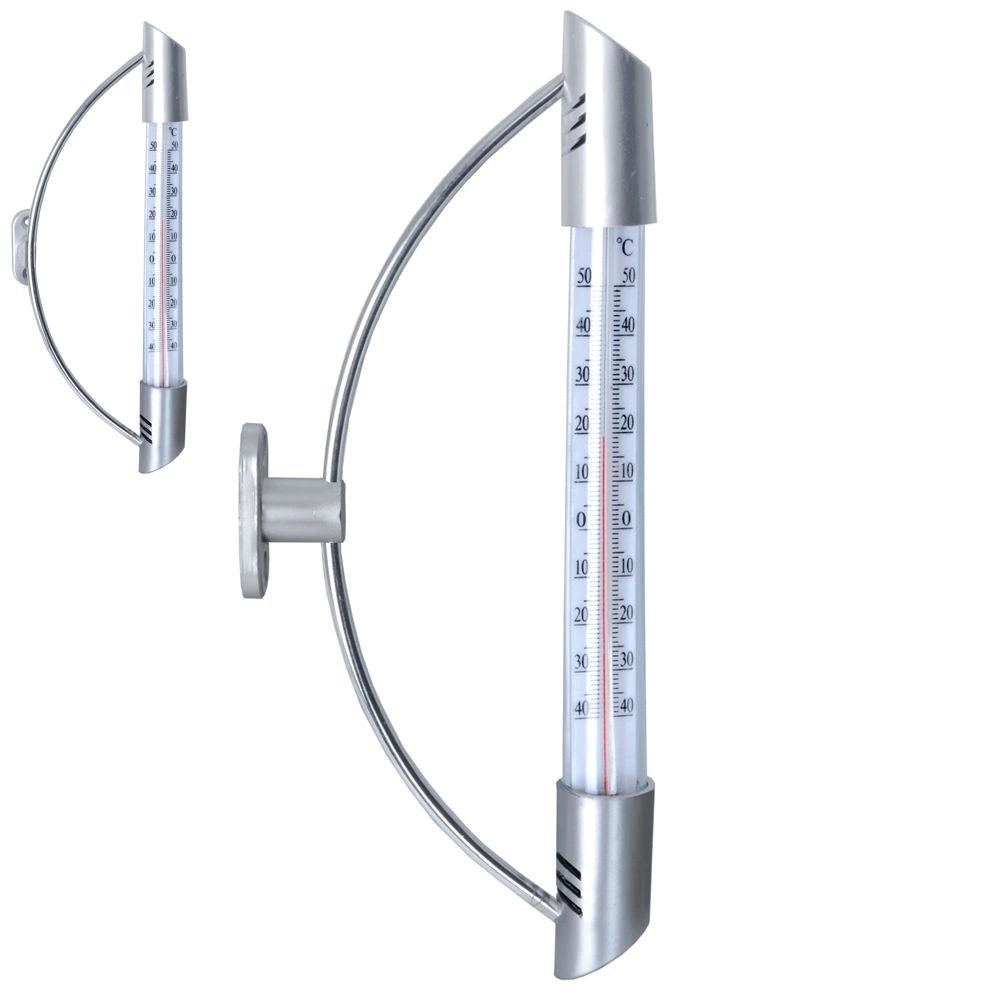 Lauko termometras 24 cm sidabrinis