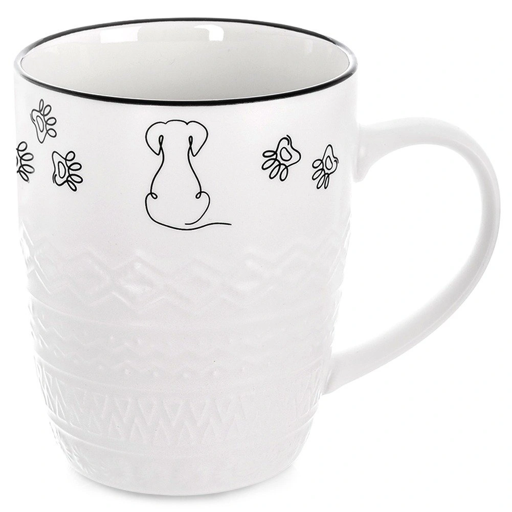 Porcelianinis puodelis su šuns motyvu, baltas, 380 ml, 12,5 × 8,5 × 10,5 cm