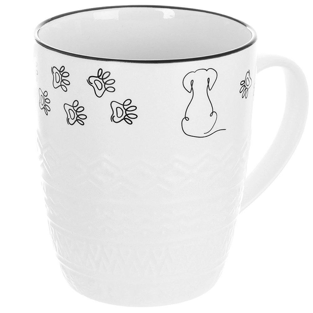 Porcelianinis puodelis su šuns motyvu, baltas, 380 ml, 12,5 × 8,5 × 10,5 cm 3