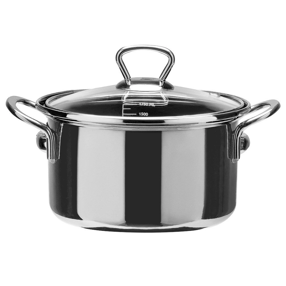 Emaliuotas puodas su stikliniu dangčiu, juodas, 18 cm, 1,75 l 2