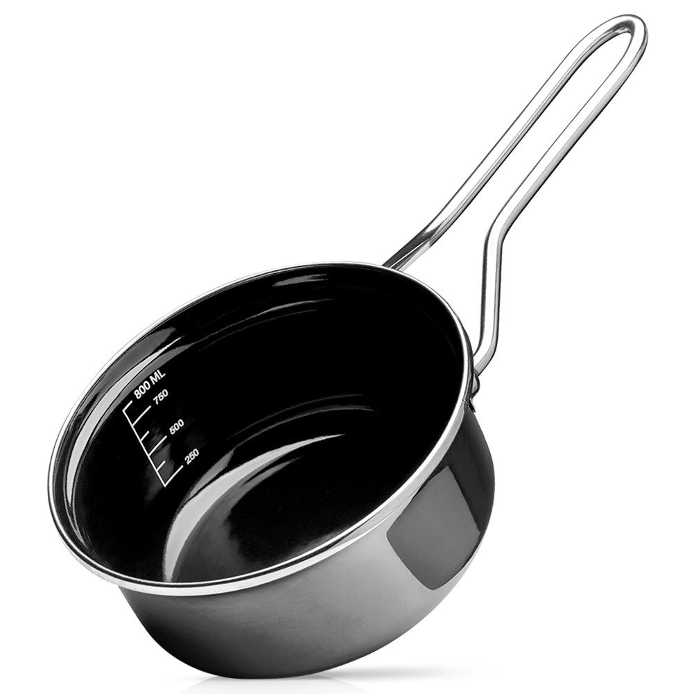 Emaliuotas puodas su vidine matavimo skale, juodas, 16 cm