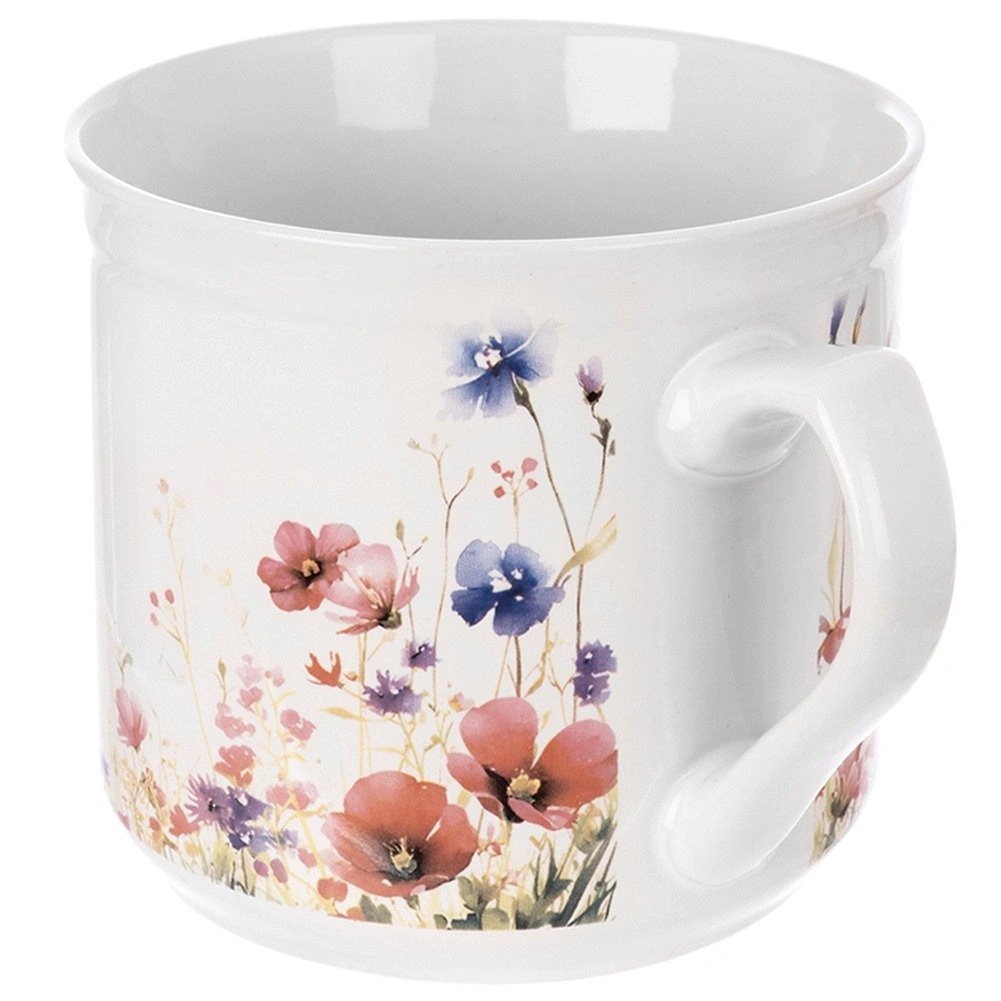 Keraminis puodelis su aguonų motyvu, įvairiaspalvis, 650 ml, 14 × 11 × 10 cm 3