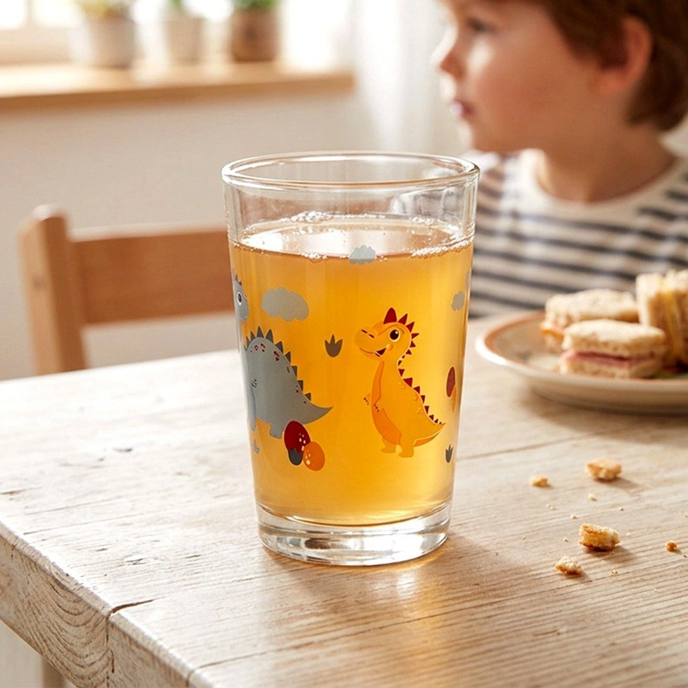 Stiklinė su dinozaurų raštu, skaidri, 200 ml 3
