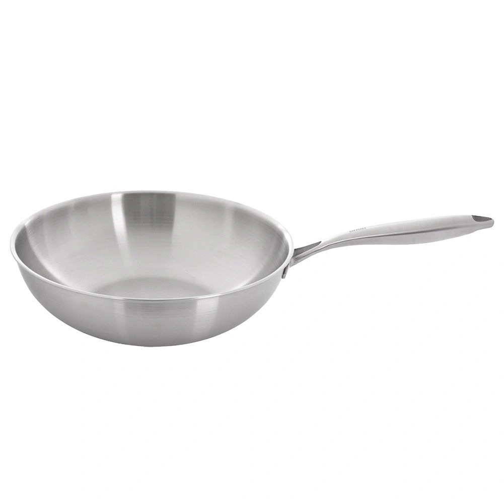 Wok keptuvė iš trijų sluoksnių nerūdijančiojo plieno, sidabrinė, 30 cm 2