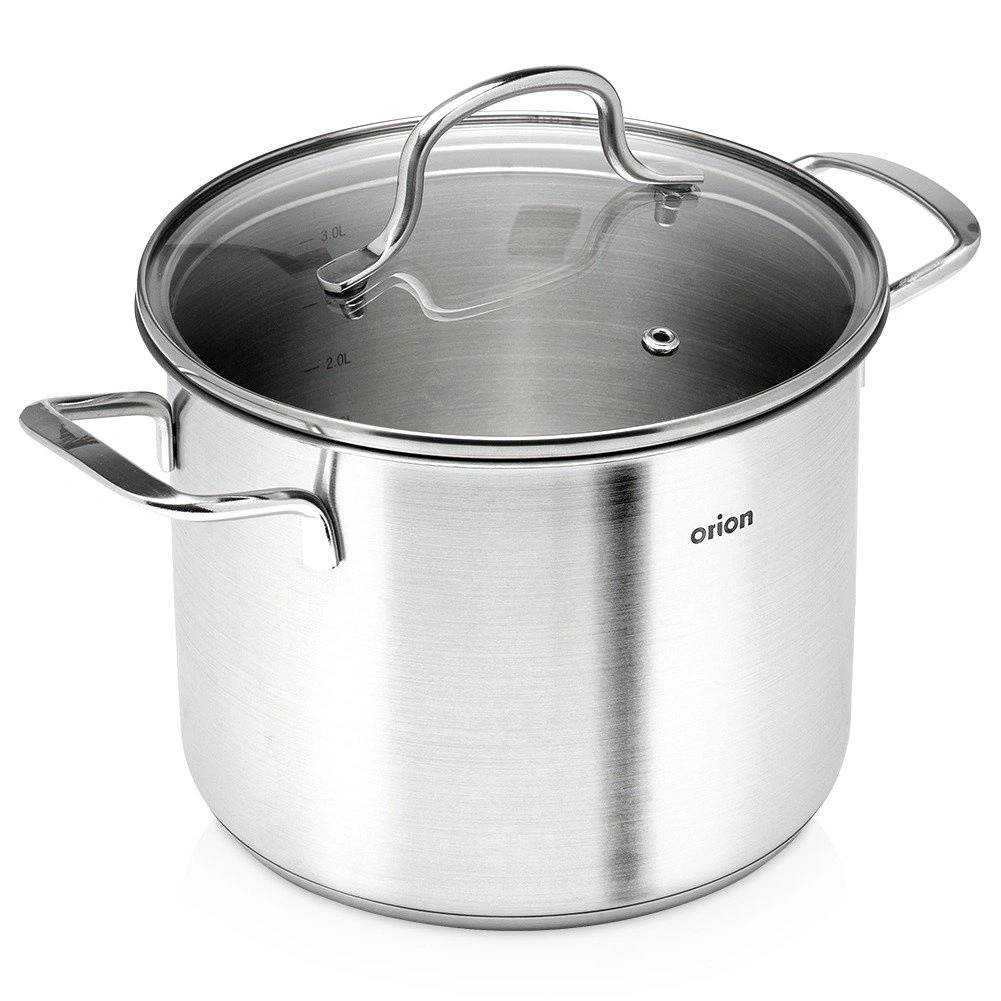 Puodas su stikliniu dangčiu, 3,6 l, sidabrinis, Ø 18 cm