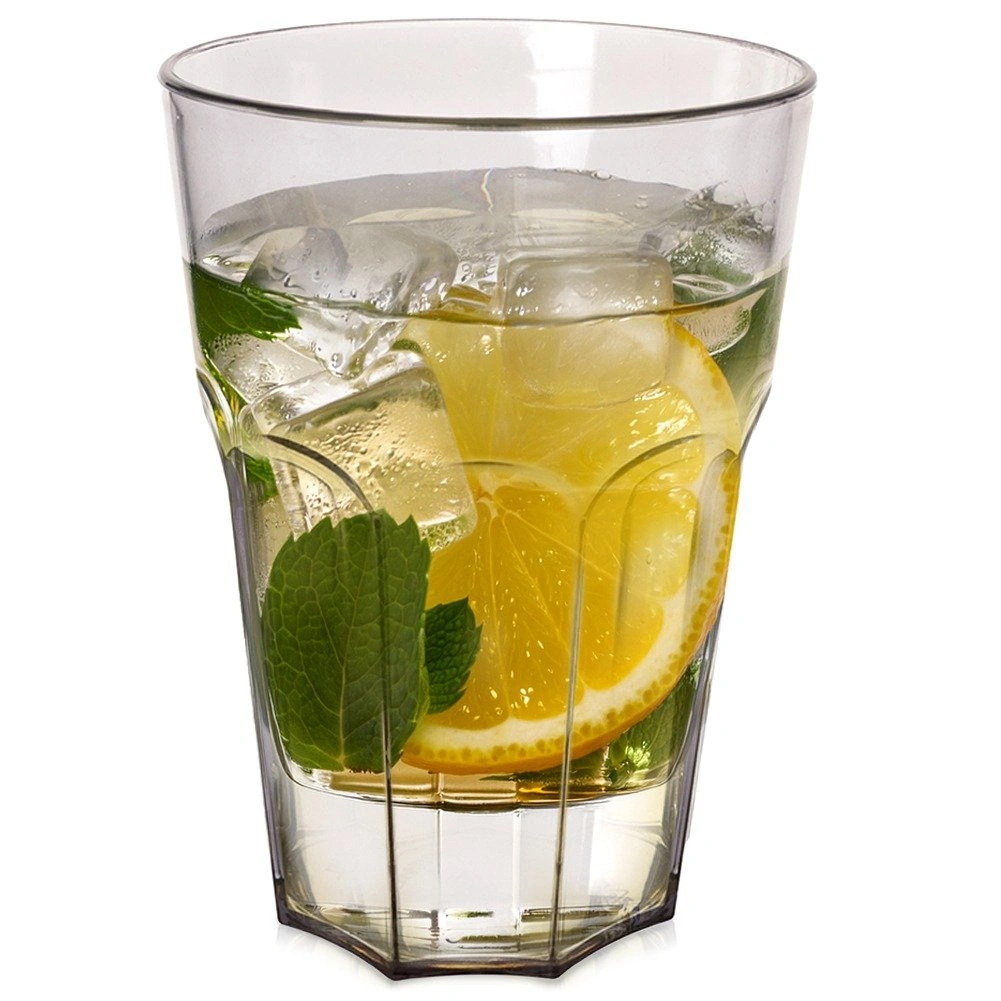 Stiklinė gėrimams, 400 ml, skaidri su juodu atspalviu, 9 × 9 × 11,5 cm