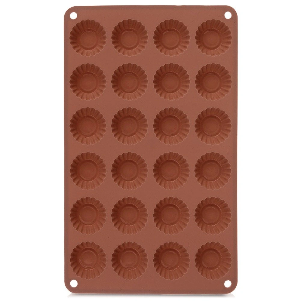 Silikoninė kepimo forma 24 mini keksiukams, ruda, 27,5 × 17 × 1,3 cm