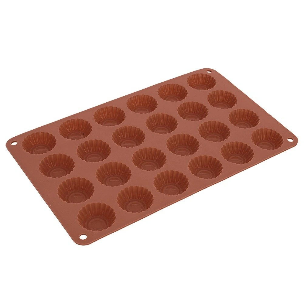 Silikoninė kepimo forma 24 mini keksiukams, ruda, 27,5 × 17 × 1,3 cm 3