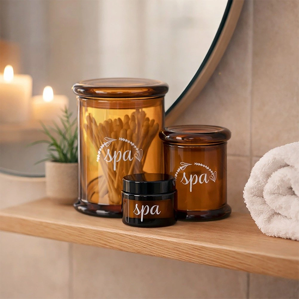 Kosmetikos indelis su dangteliu ir tarpine, rudas, 330 ml 3