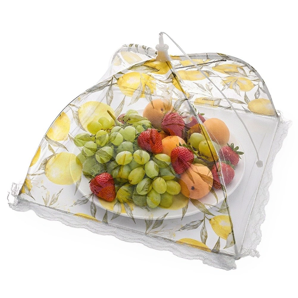 Maisto apsauginis tinklelis, sulankstomas, su citrinų raštu, daugiaspalvis, 33 × 33 × 21 cm