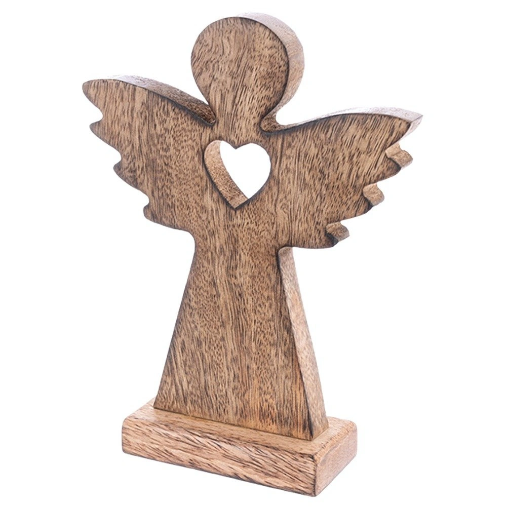 Angelo figūrėlė su širdies išpjova, ruda, 12,5 × 4 × 16,5 cm 2