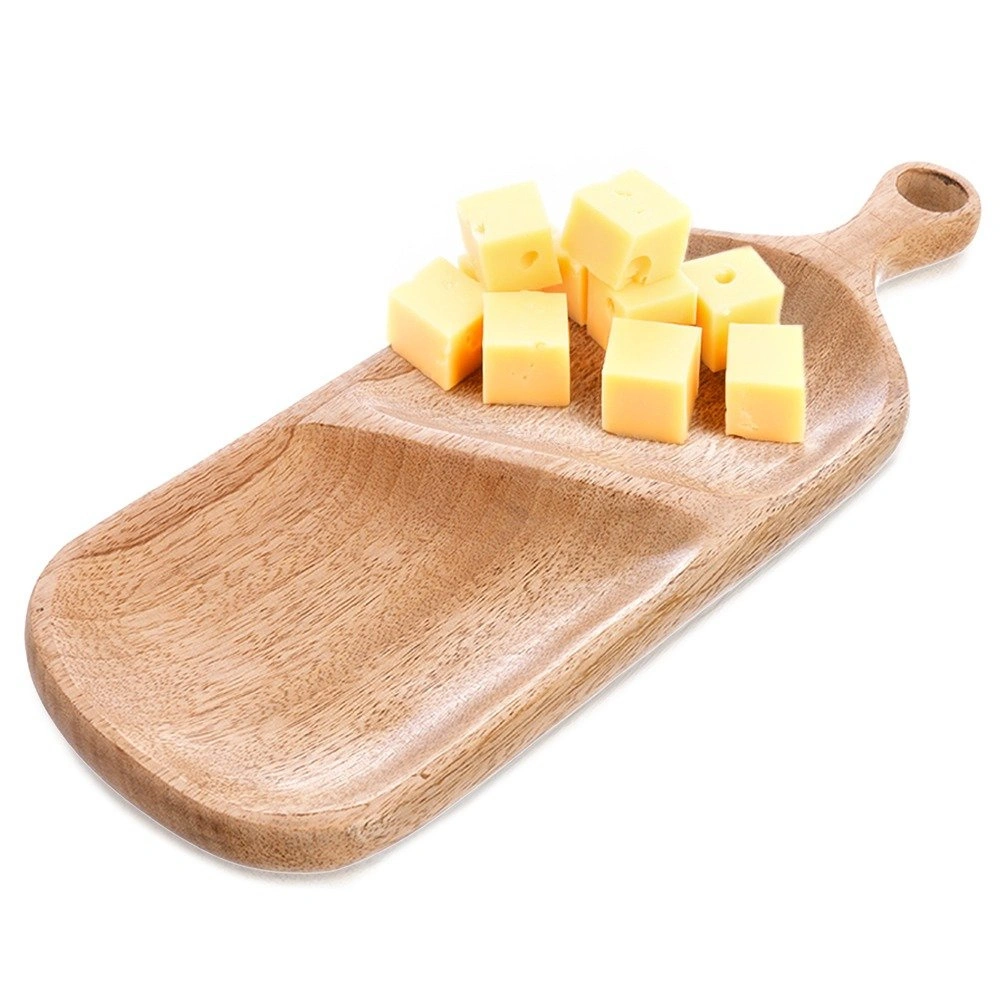Uzkodu šķīvis ar 2 nodalījumiem, no mango koka, brūns, 40,5 × 14 × 2,5 cm