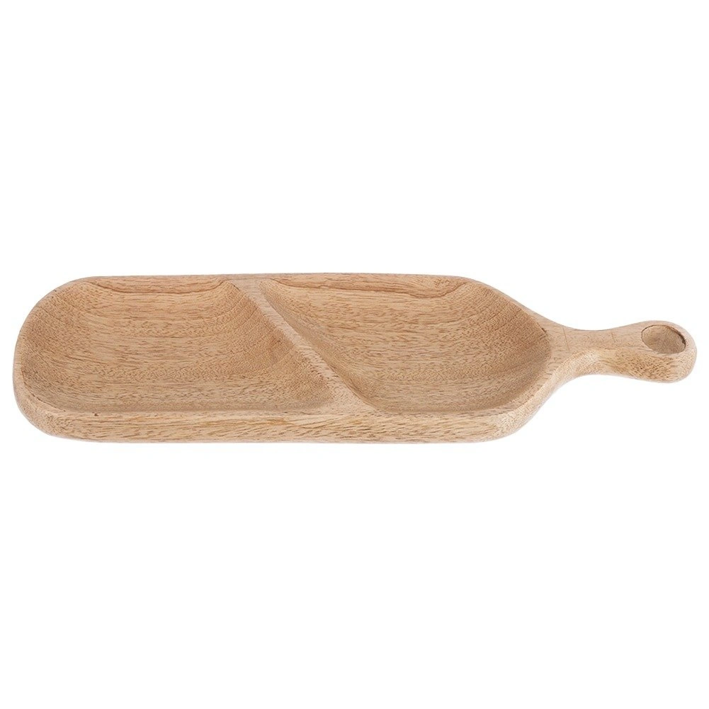Uzkodu šķīvis ar 2 nodalījumiem, no mango koka, brūns, 40,5 × 14 × 2,5 cm 3