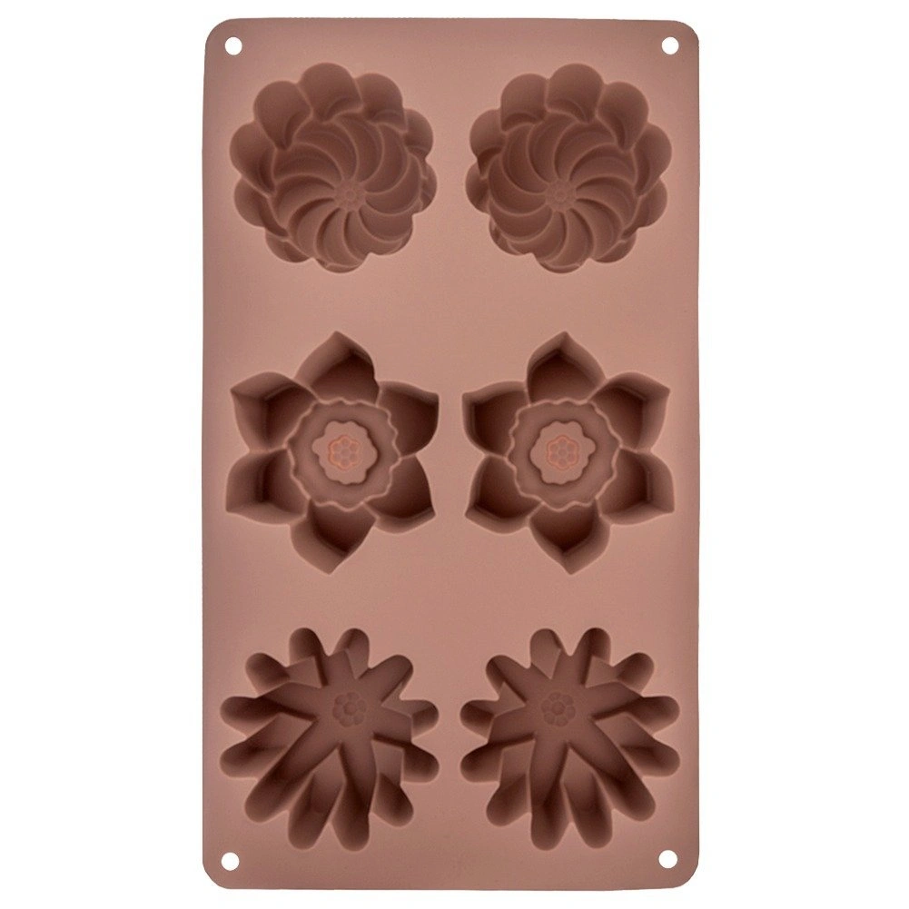 Silikona cepamforma ar ziedu rakstiem, brūna, 27 × 16 × 3 cm 2