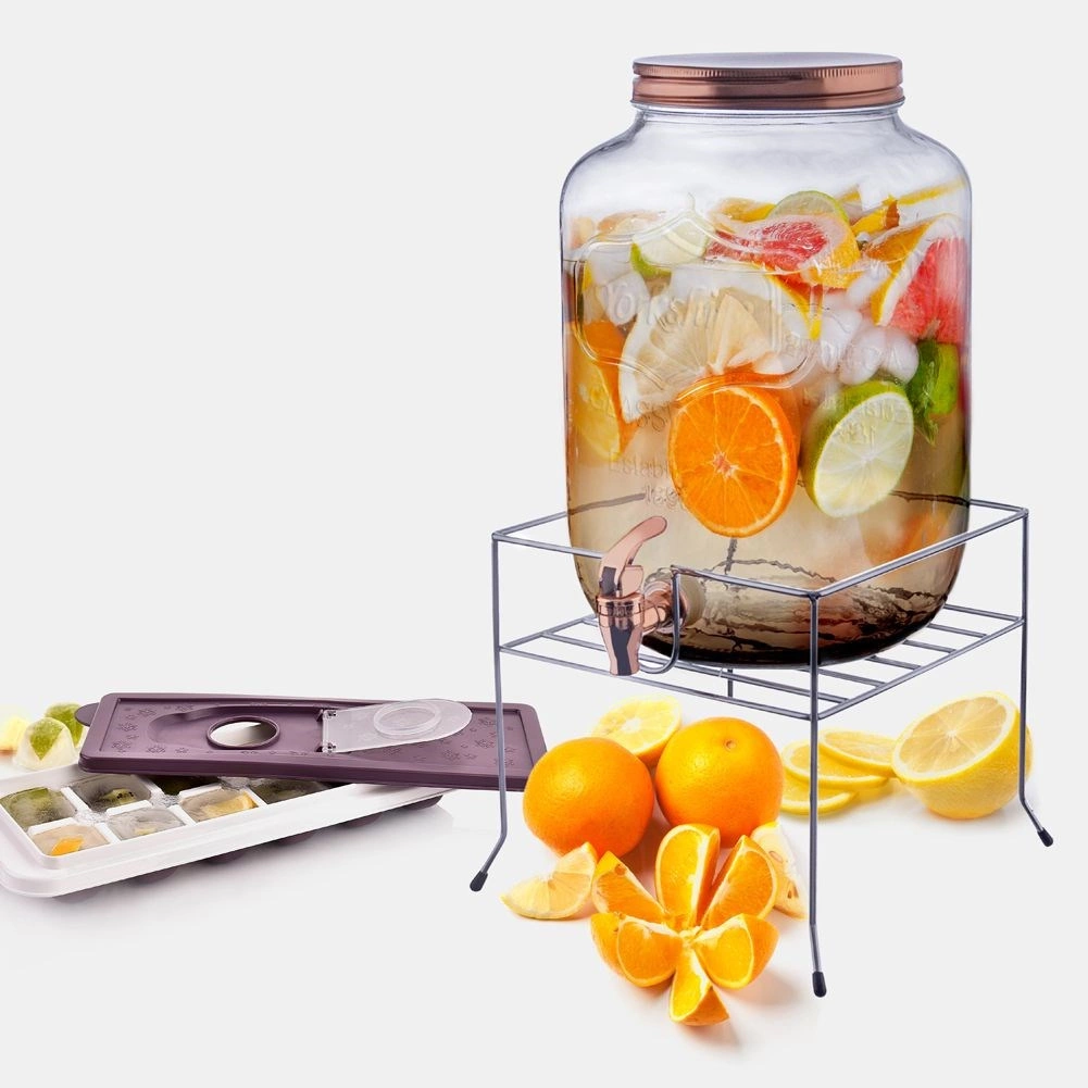 Gėrimų stiklinis indas su kraneliu 8,8 l