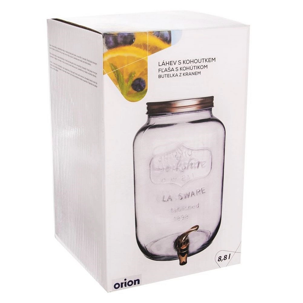 Gėrimų stiklinis indas su kraneliu 8,8 l 2