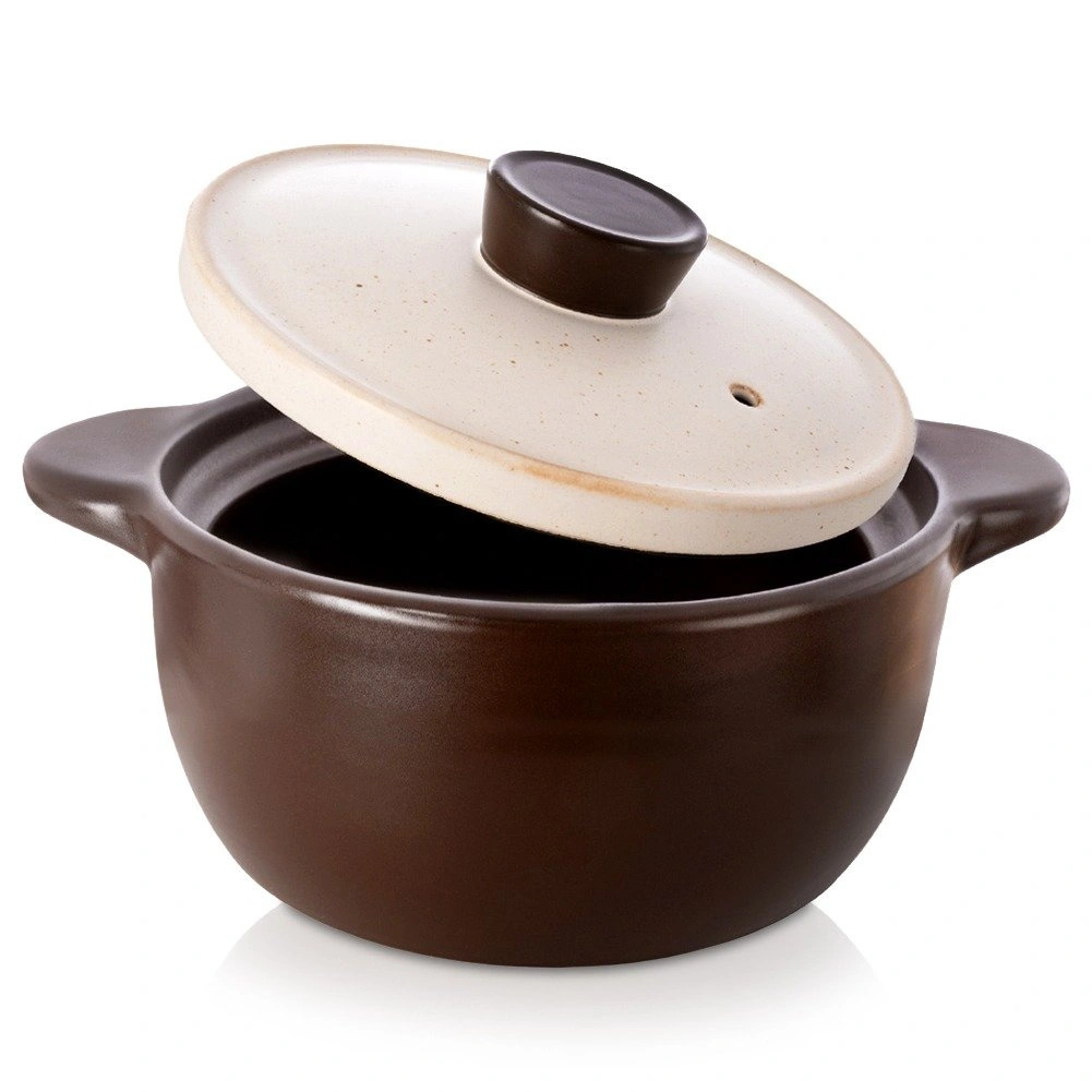 Keraminis puodas su dangčiu, rudas, 22 cm, 3 l