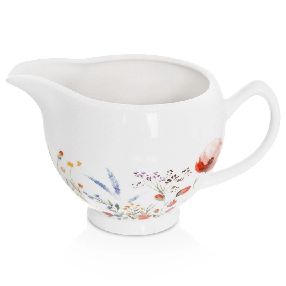 Porcelāna piena trauks ar magoņu motīvu