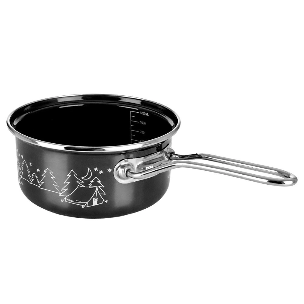 Emaljēts katls ar mērskalu, melns, 18 cm 2