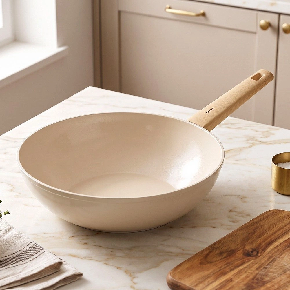 Wok panna ar keramisko pārklājumu, smilškrāsas, Ø 30 cm