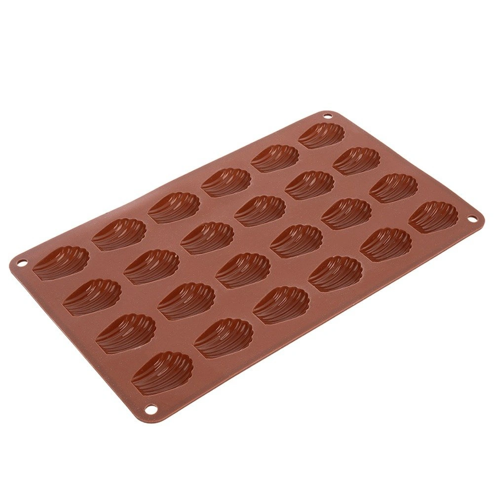 Silikoninė kepimo forma 24 kriauklių formos ertmėms, ruda, 27,5 × 17 × 1 cm 3