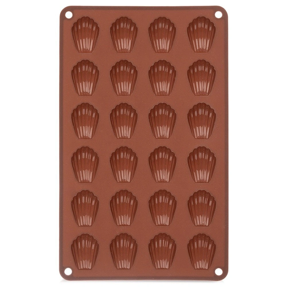 Silikoninė kepimo forma 24 kriauklių formos ertmėms, ruda, 27,5 × 17 × 1 cm