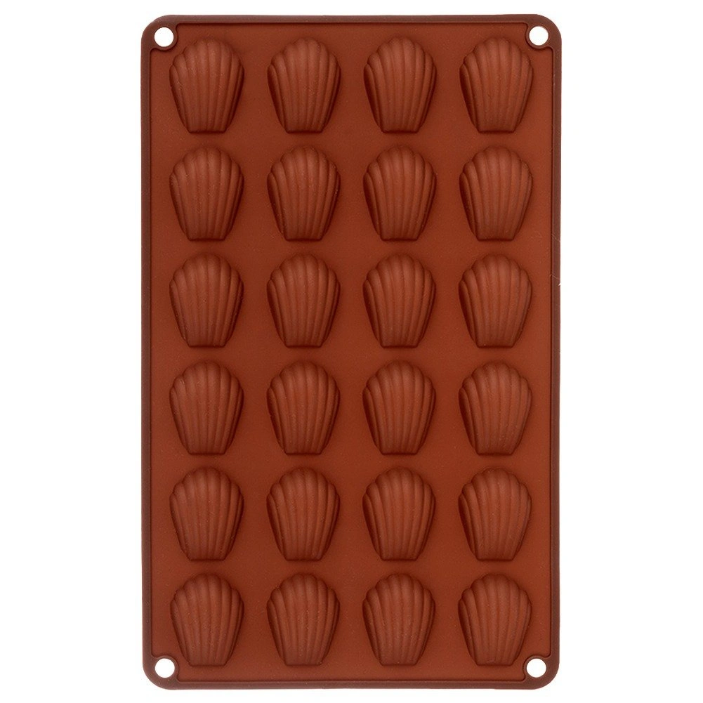 Silikoninė kepimo forma 24 kriauklių formos ertmėms, ruda, 27,5 × 17 × 1 cm 2