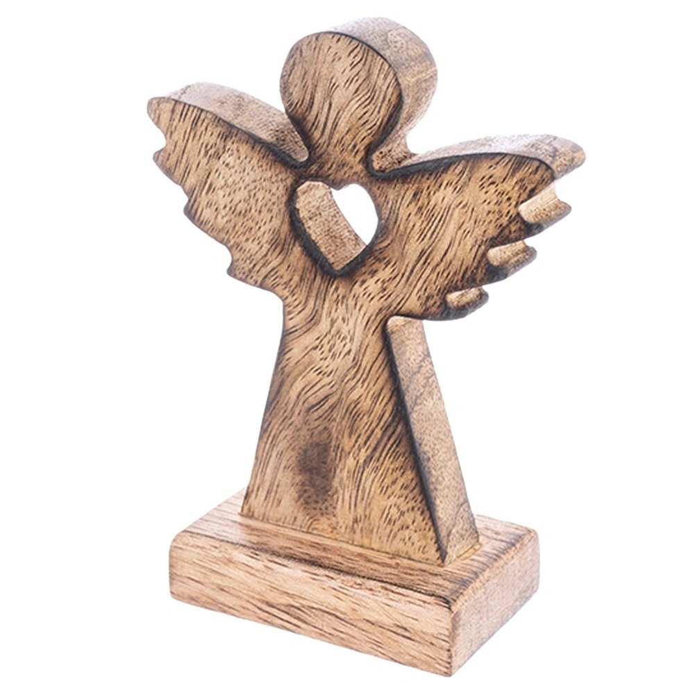 Angelo figūrėlė iš mangmedžio medienos, ruda, 8 × 4 × 11,5 cm 2