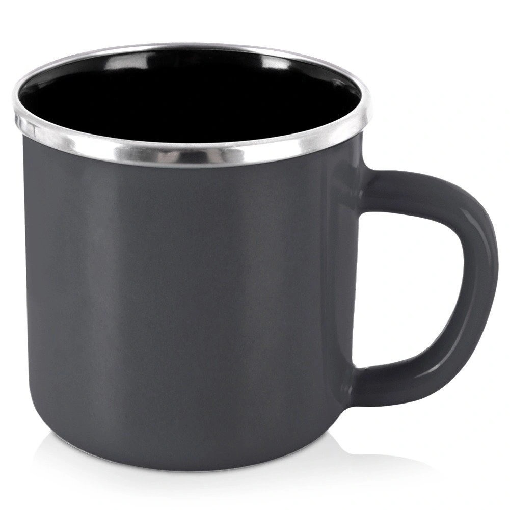 Emaljēta krūze ar rokturi, pelēka, 400 ml, 12 × 9 × 8,5 cm