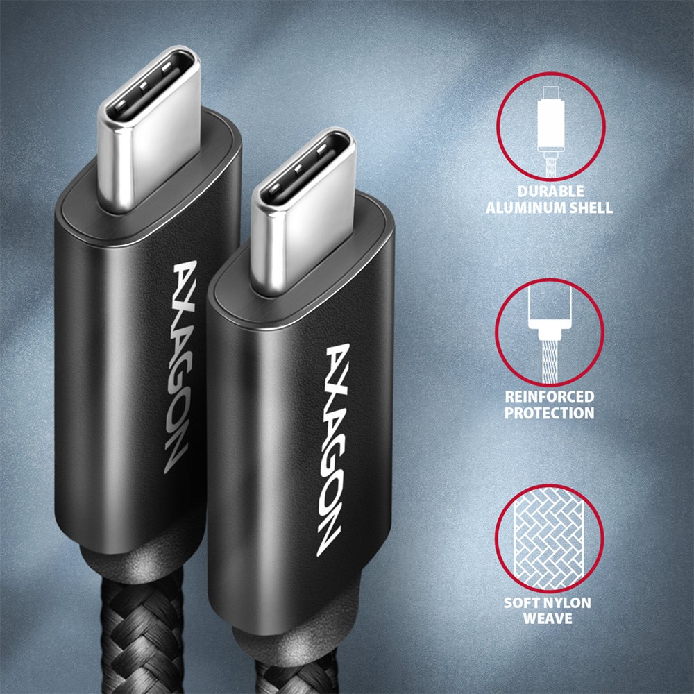 Axagon bucm432-cm10ab usb4 gen 3x2 kabelis 1m, usb-c, juoda