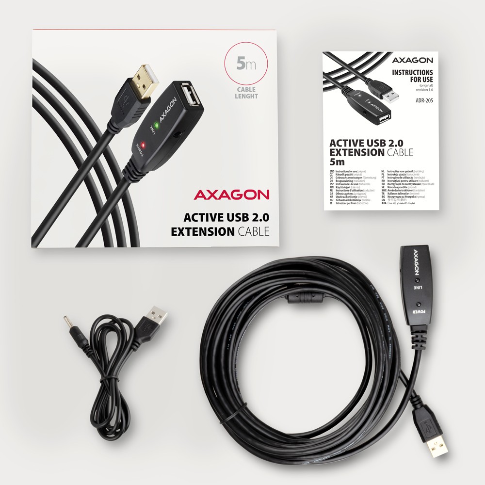 Maitinimo laidas axagon, usb 2.0, 5m