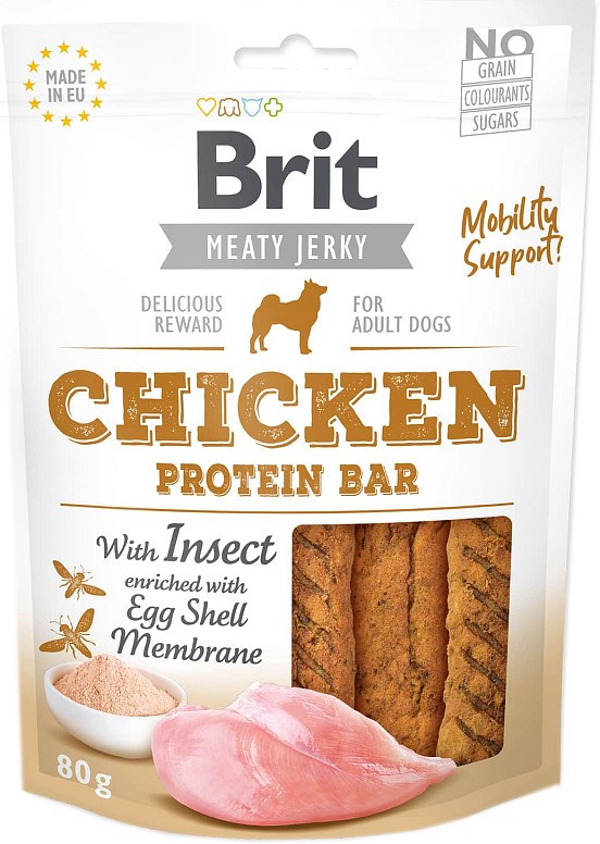 Brit jerky chicken protein bar skanėstas šunims su vištiena 80g