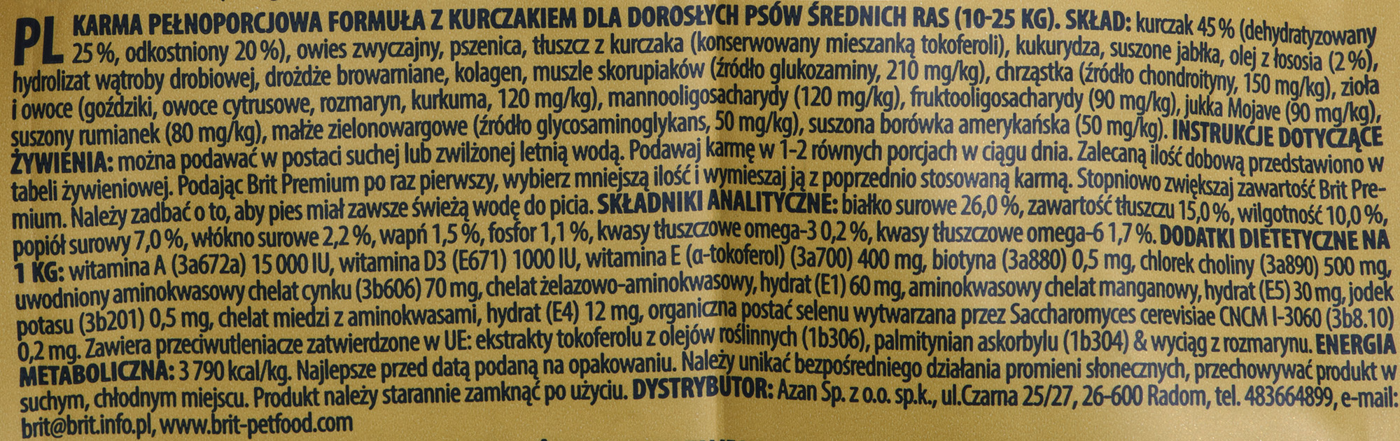 Brit premium vidutinio dydžio suaugusiems šunims, 3 kg