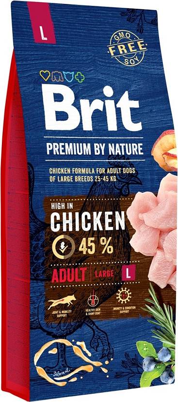 Brit premium by nature adult didelių veislių šunims su vištiena, 15 kg