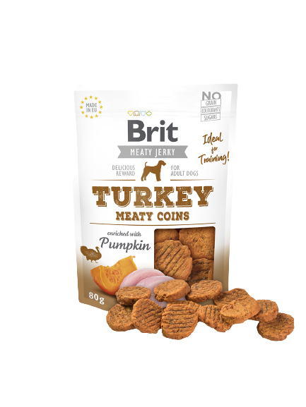 Brit Jerky Turkey Meaty Coins Skanėstas Šunims Su Kalakutiena 80G