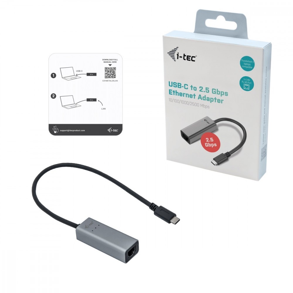 I-tec 2.5gbps ethernet adapter 1x usb-c to rj-45