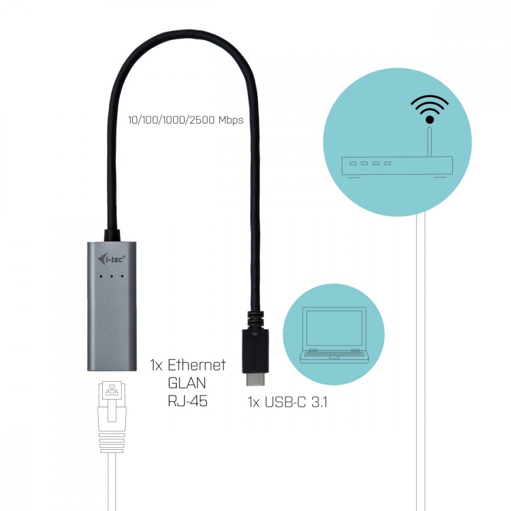 I-tec 2.5gbps ethernet adapter 1x usb-c to rj-45