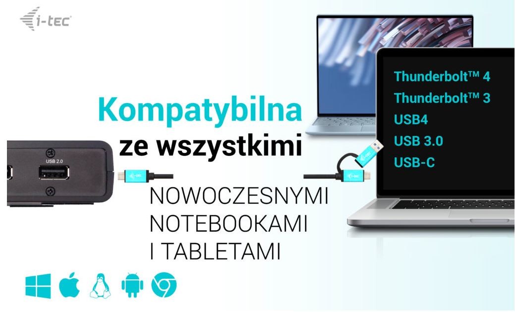 I-tec dokovací stanice usb 3.0 / usb-c / thunderbolt / 2x usb 3.0 / 4x usb 2.0 / 2x hdmi / lan / maitinimo tiekimas 100 w