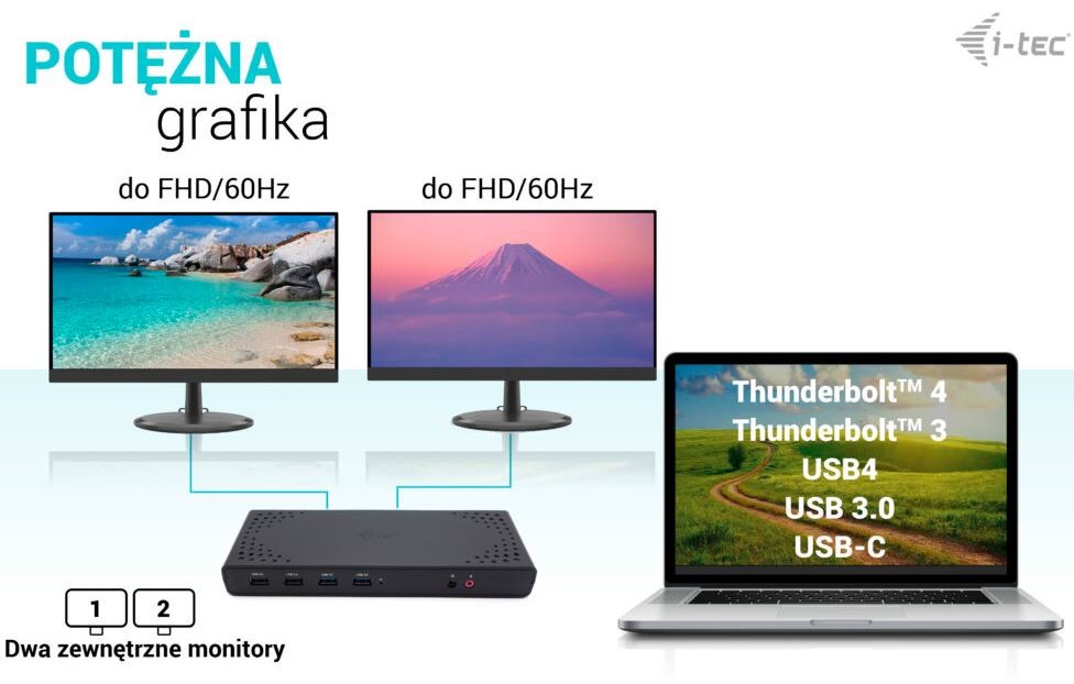 I-tec dokovací stanice usb 3.0 / usb-c / thunderbolt / 2x usb 3.0 / 4x usb 2.0 / 2x hdmi / lan / maitinimo tiekimas 100 w