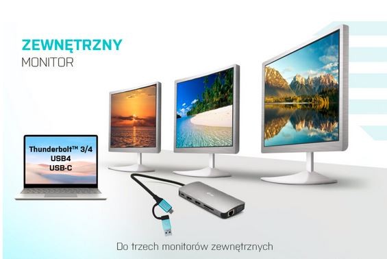 I-tec usb-c metal nano dock 3xdisplay+pd