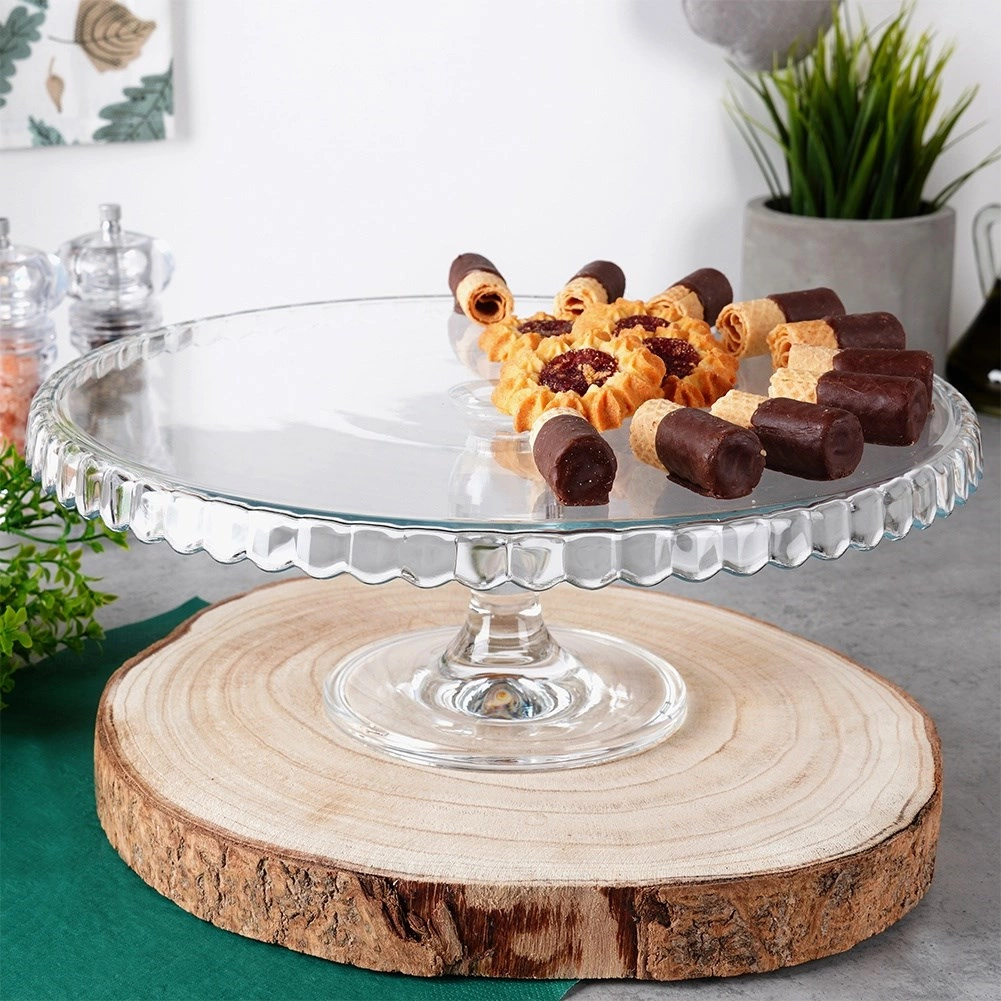 Stiklinis tortų stovas su kojele 32 cm