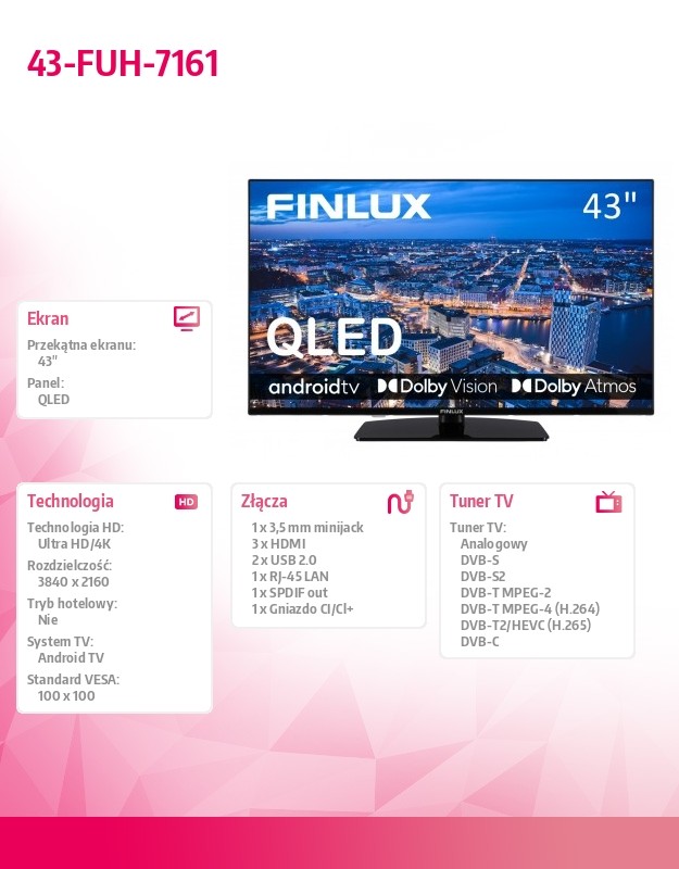 Qled televizorius 43 colių 43-fuh-7161