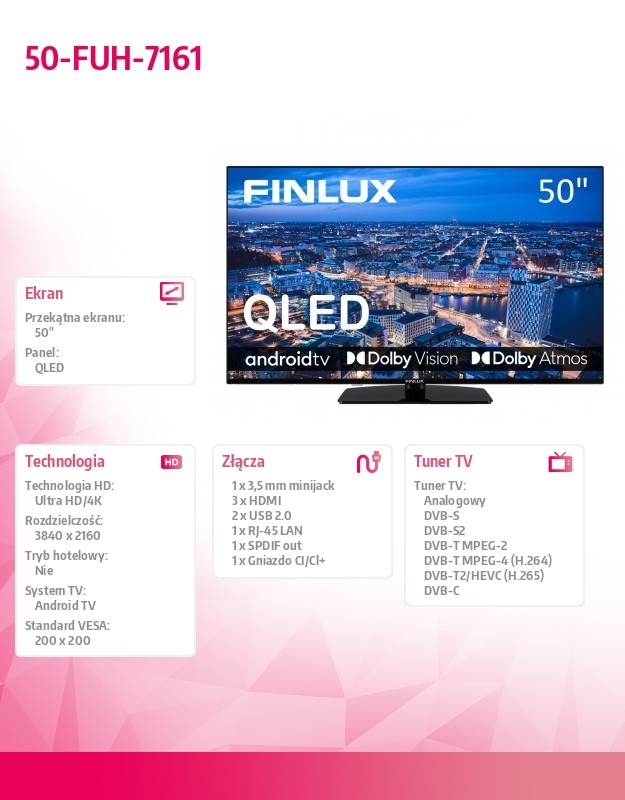 Televizorius finlux 50-fuh-7161, 50" (~127 cm)