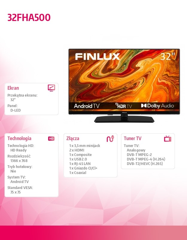 Led televizorius 32 colių 32fha500