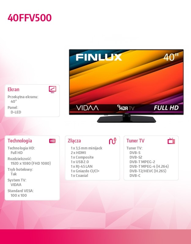 40 colių led televizorius 40ffv500