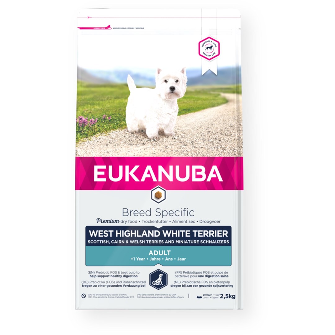 Eukanuba breed specific suaugusiems vakarų škotijos baltiesiems terjerams 2,5 kg.
