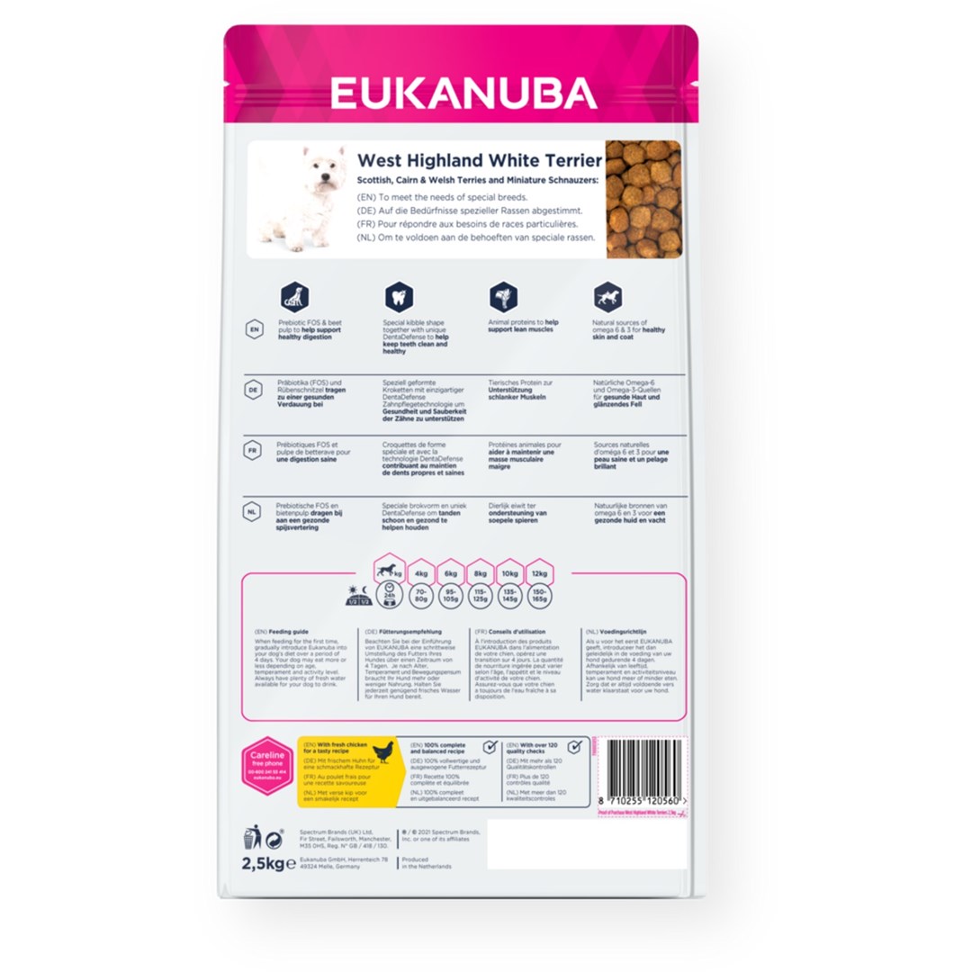 Eukanuba breed specific suaugusiems vakarų škotijos baltiesiems terjerams 2,5 kg.